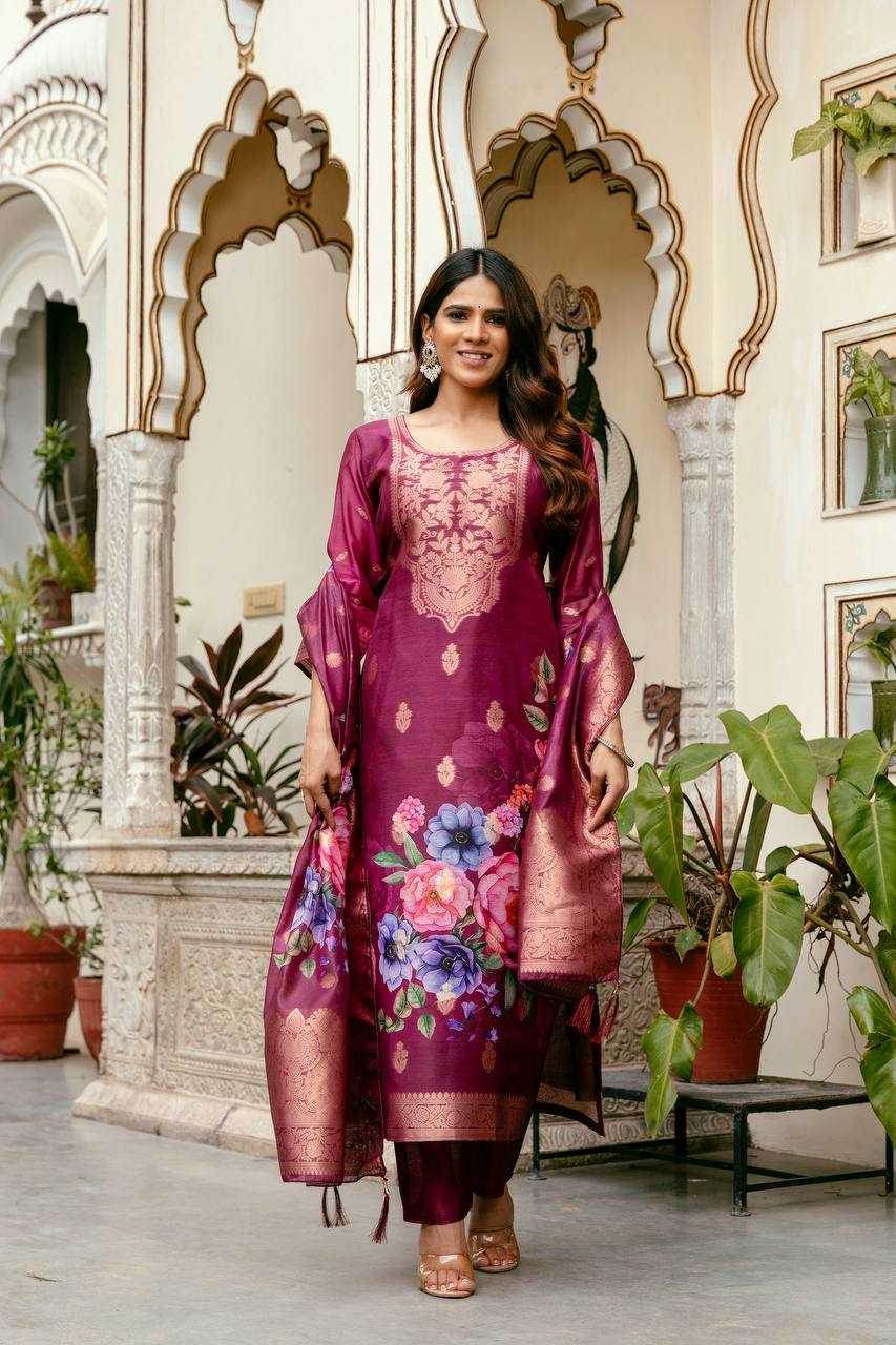 Tissue Silk Party Wear Printed Kurtis Kurti Bottom With Dupatta - MYLUXURY LANE ENTERPRISE